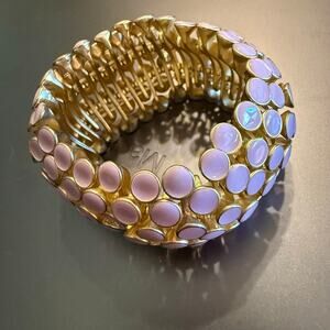 Vintage Light Purple Pebble Statement Stretch Bracelet
